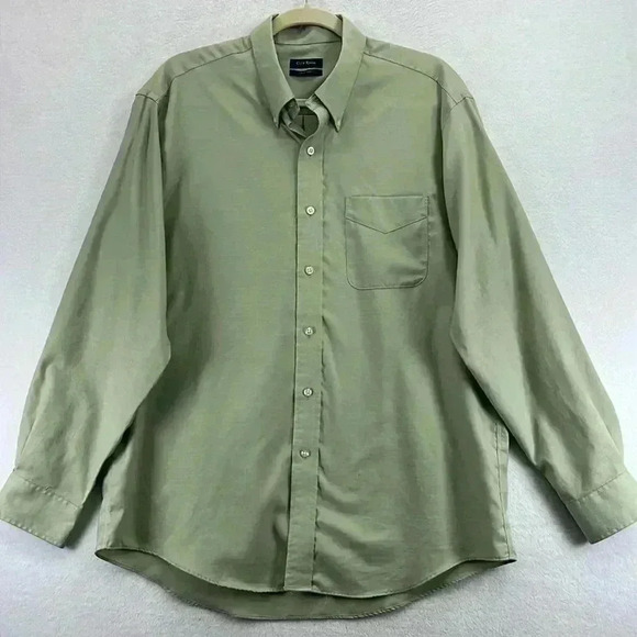 Charter Club Men’s Dress Shirt XL 17(34/35) Light Moss Green Iron Free Cottons - Picture 1 of 9